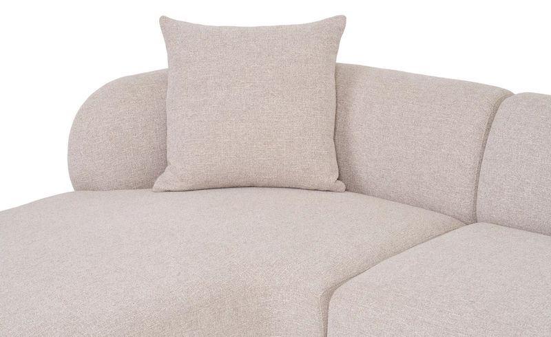 Stoff Sofa KING natur-weiß mit Longchair links