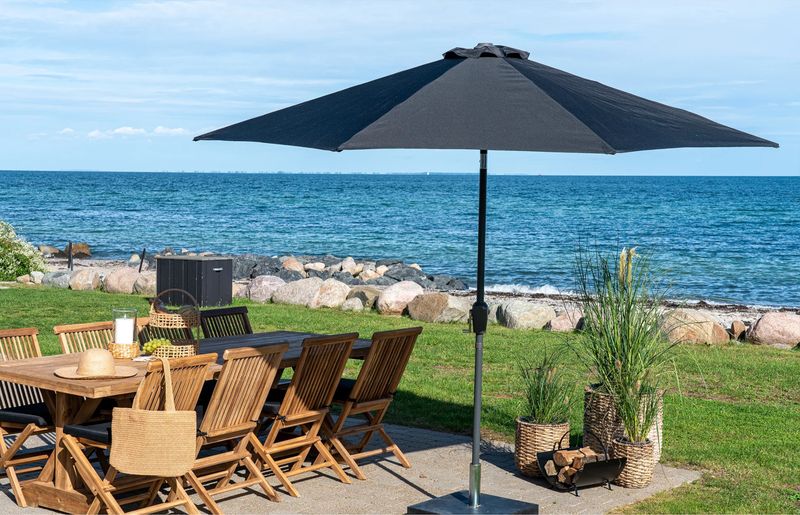 ETTA, Sonnenschirm rund D 300 cm schwarz Polyester & Metallgestell