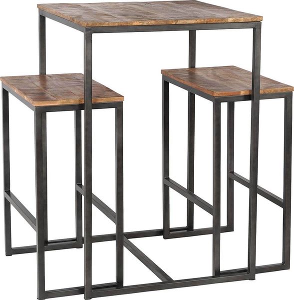 Matz-Möbel Stehtisch & 2 Bänke Set ESRA Holz-Metall Industriedesign