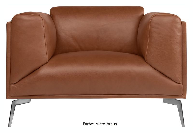 BARA, stylischer Ledersessel naturbelassenes Leder in braunen Farben und schwarz
