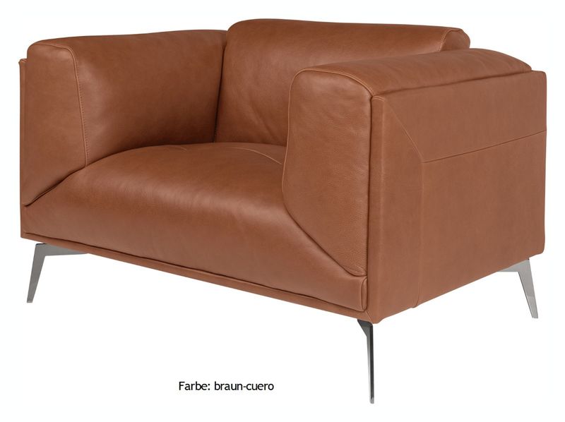 BARA, stylischer Ledersessel naturbelassenes Leder in braunen Farben und schwarz