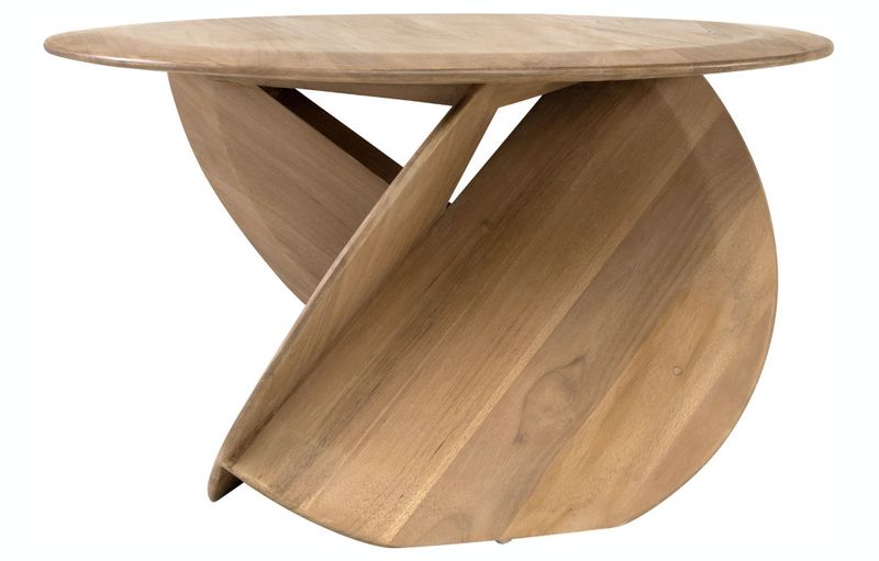 TANA, Designer Couchtisch rund Massivholz mit Flügelbeinen