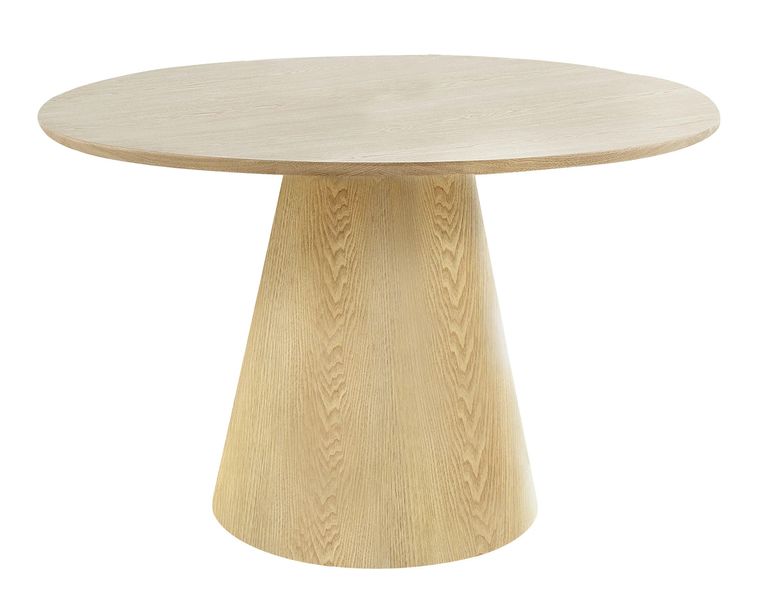 TINA, Runder Esstisch 120 cm helles Holzfurnier, Esszimmertisch Mittelsäule