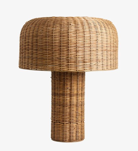 TONI, Tischlampe rund Rattan Landhausstil
