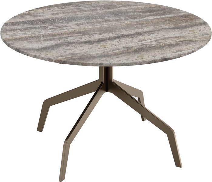 TRAVIS, Couchtisch rund D 70 cm Travertin-Edelstahl