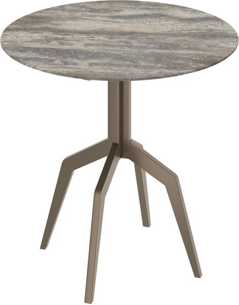 TRAVIS, Bistrotisch rund D 80 cm Travertin-Edelstahl