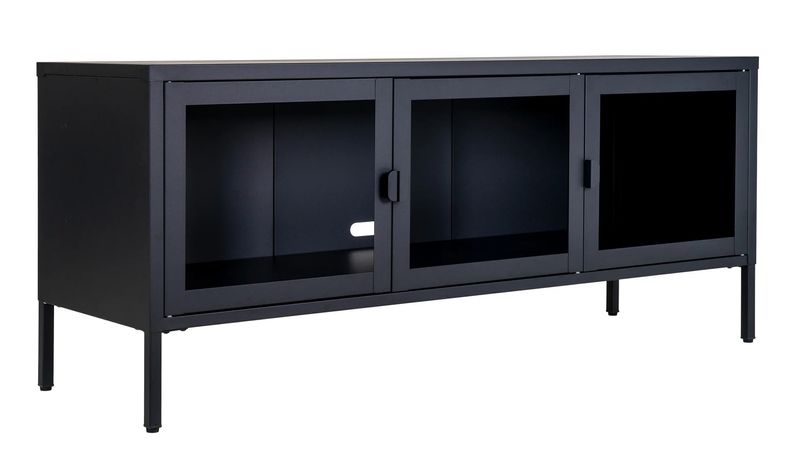 SINA, TV-Vitrine-Lowboard Metall mit Glastüren, Anrichte