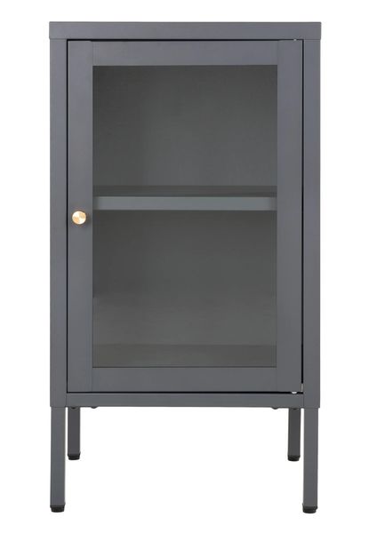 SINA, Vitrine, kleiner Schrank grau Metall 1 Glastür