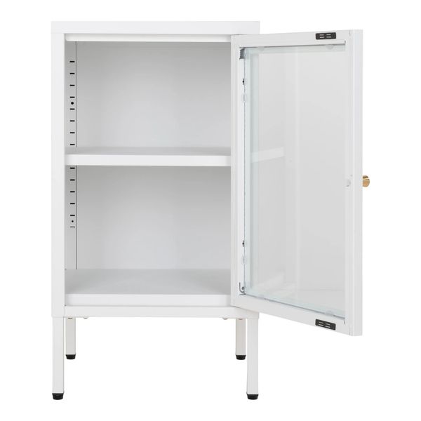 SINA, Vitrine weiß, kleiner Schrank Metall 1 Glastür