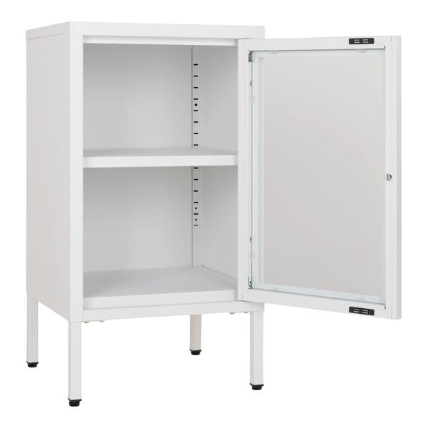 SINA, Vitrine weiß, kleiner Schrank Metall 1 Glastür