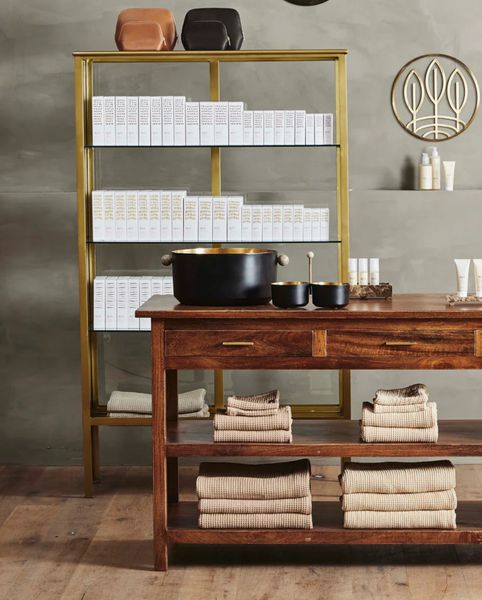 Matz Möbel Vitrine AYU gold, offener Schrank Glas