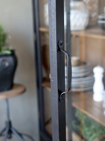 Landhaus Vitrine KLARA H 195 cm Holz schwarz-natur