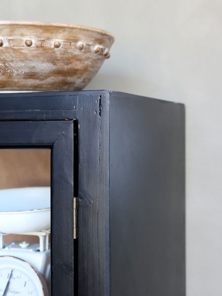Landhaus Vitrine KLARA H 195 cm Holz schwarz-natur