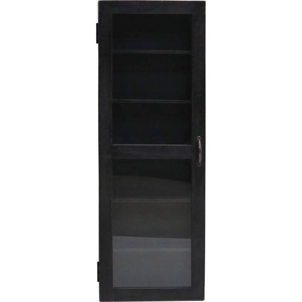 Wandvitrine LISA H 114 cm Holz schwarz im Landhausstil