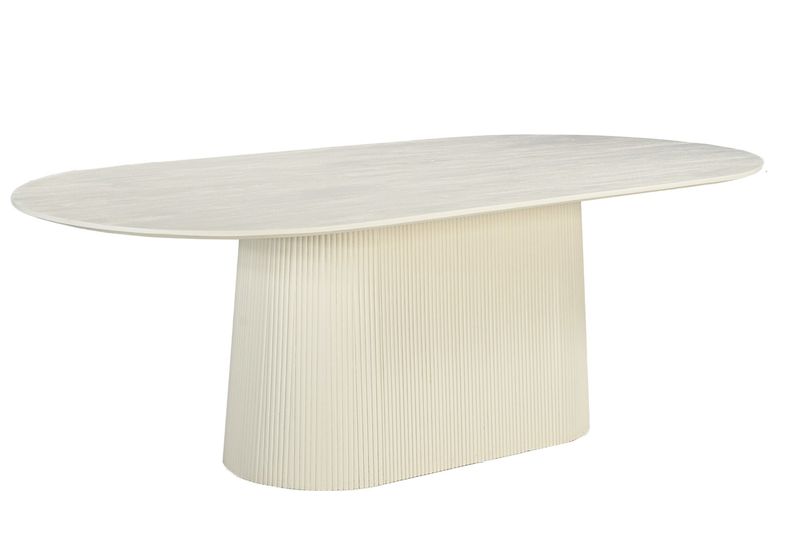 PETTI, weißer Esstisch oval 230 cm Mittelsäule, Designer Esstisch