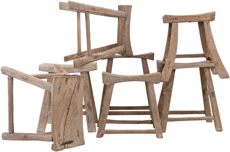 JO, Altholz Hocker rechteckig, Sattelhocker aus altem Holz