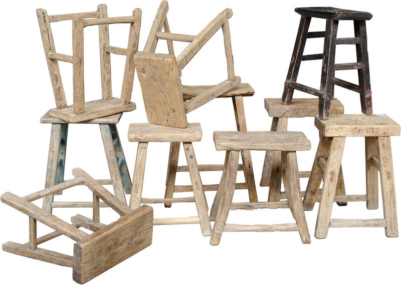 TRAUTE, Altholz Hocker rechteckig, kleiner Tisch aus altem Holz