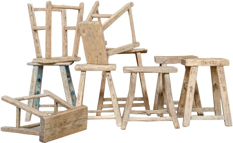 TRAUTE, Altholz Hocker rechteckig, kleiner Tisch aus altem Holz