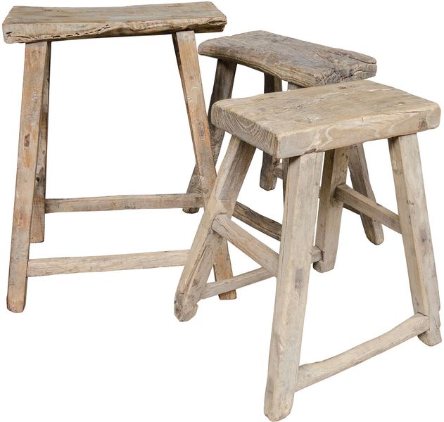 TRAUTE, Altholz Hocker rechteckig, kleiner Tisch aus altem Holz