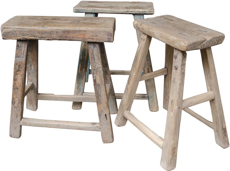 TRAUTE, Altholz Hocker rechteckig, kleiner Tisch aus altem Holz