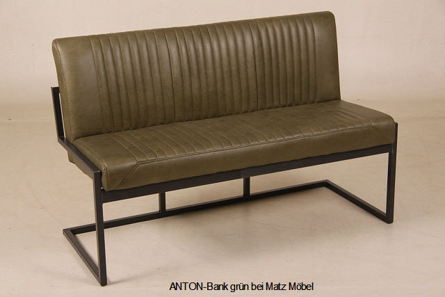 ANTON, Sitzbank Microfaser Leder Look gepolstert Industriedesign 135 cm