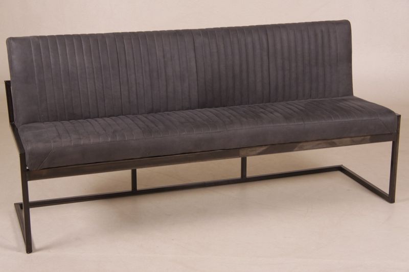 ANTON, Sitzbank Microfaser Leder Look Metall Industriedesign 185 cm