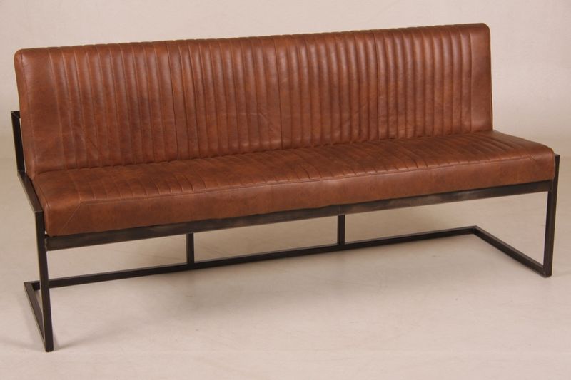 ANTON, Sitzbank Microfaser Leder Look Industriedesign 205 cm