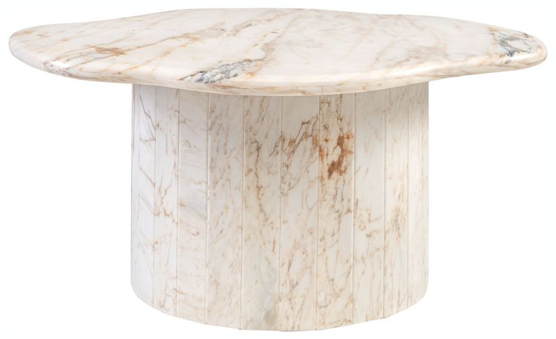 ATOS, Marmor Couchtisch weiß wellig-rund, Designermöbel