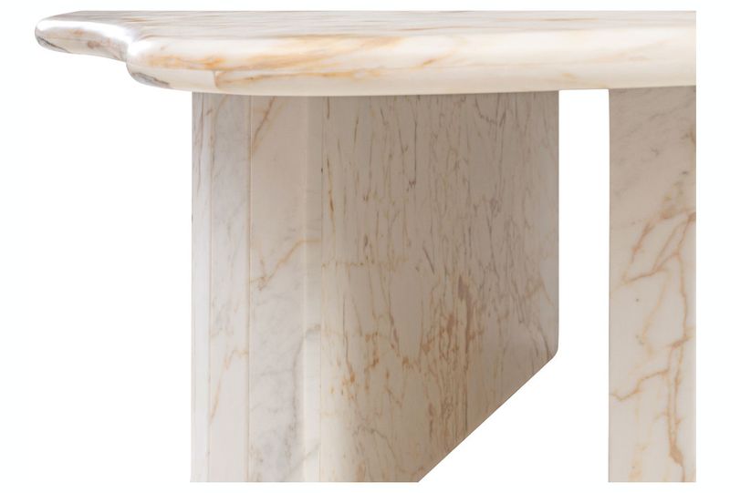 ATOS, Marmor Couchtisch weiß wellig-rund, Designermöbel