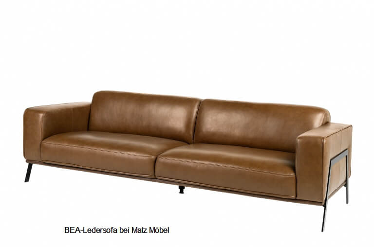 BEA, Designer Ledersofa braun 3 Sitzer, Ledercouch