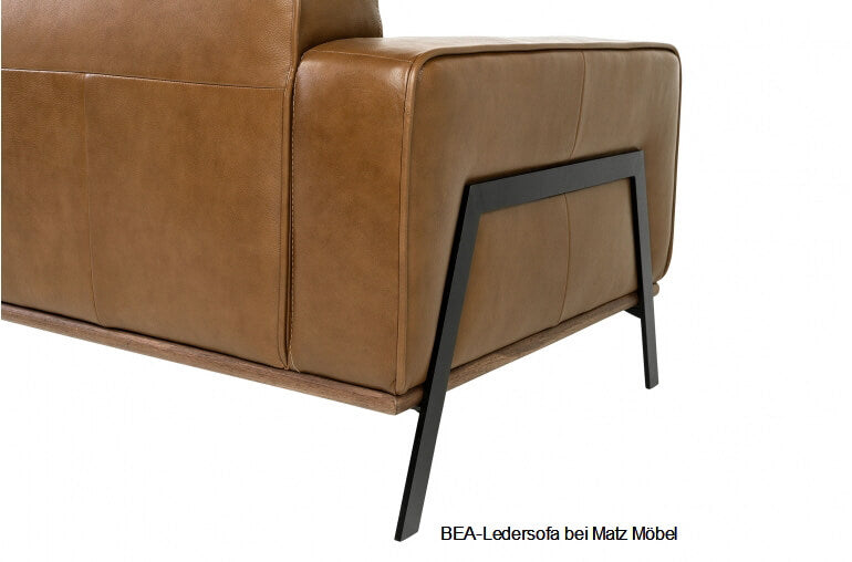 BEA, Designer Ledersofa braun 3 Sitzer, Ledercouch