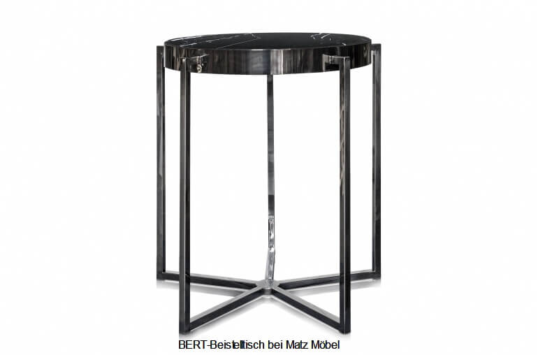 BERT-Beistelltisch Marmor Stahl schwarz, Industriedesign