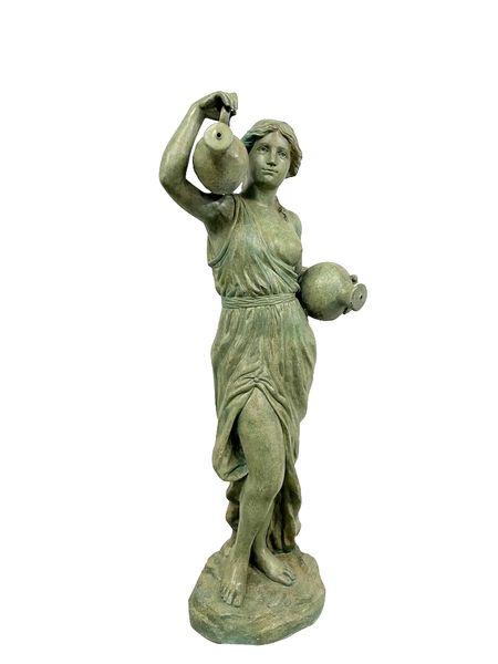 Garten Brunnen Skulptur Bronze "Lady mit zwei Krügen"