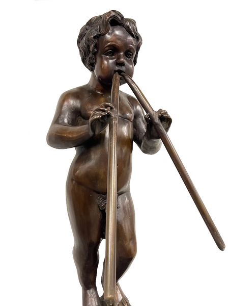 Matz Möbel Bronze Brunnen H 182 cm "bronzener Jungen-Flötenbrunnen"