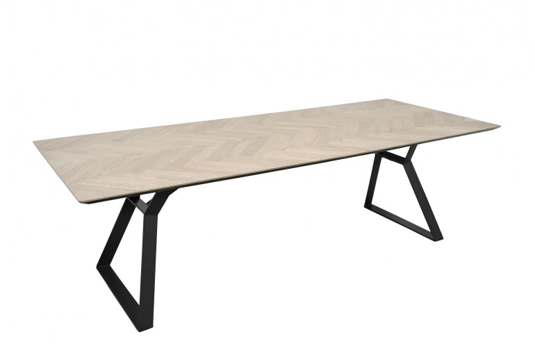 CLIVE, Designer Esstisch 200 cm mit Parkett Tischplatte