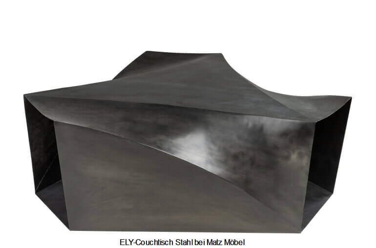ELY, Stylischer Stahl Couchtisch metallic-grau, außergewöhnlicher Wohnzimmertisch