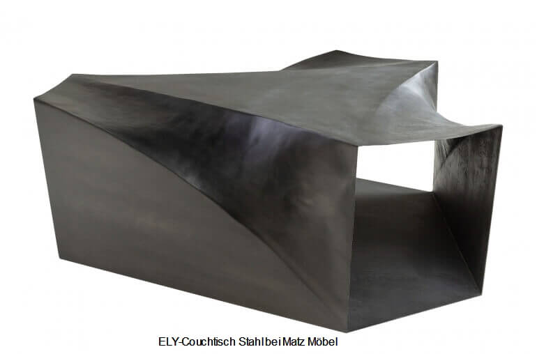ELY, Stylischer Stahl Couchtisch metallic-grau, außergewöhnlicher Wohnzimmertisch