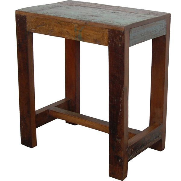 ELLI, Altholz Hocker Recyclingholz, kleiner vintage Tisch rechteckig