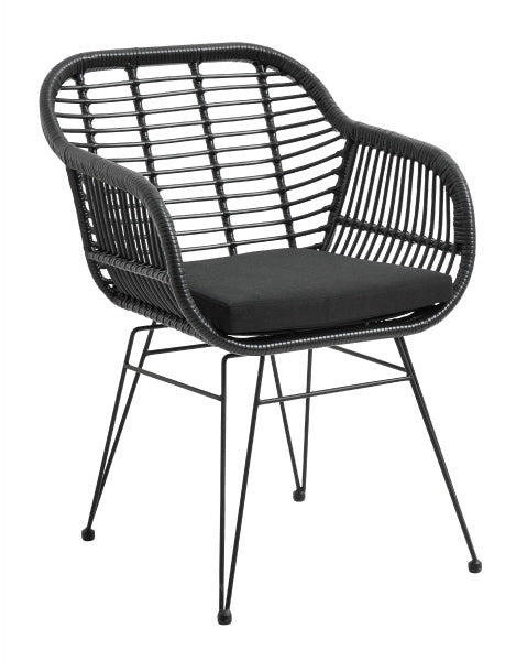 GABI, Gartenstuhl 2 Stück schwarz Polyrattan