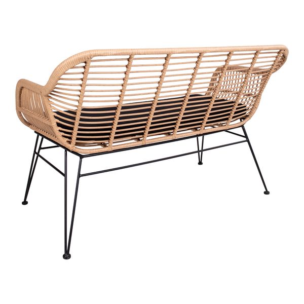 Gartenbank GABI, hell Polyrattan 2 Sitzer mit Sitzkissen