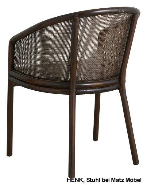 HENK, Rattan Stuhl dunkelbraun mit Armlehne