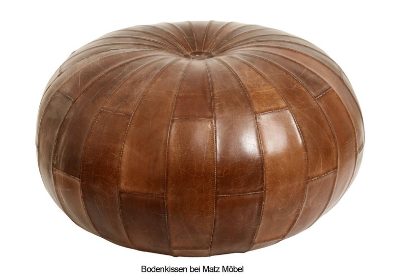 HENRY-Bodenkissen, Pouf rund Leder