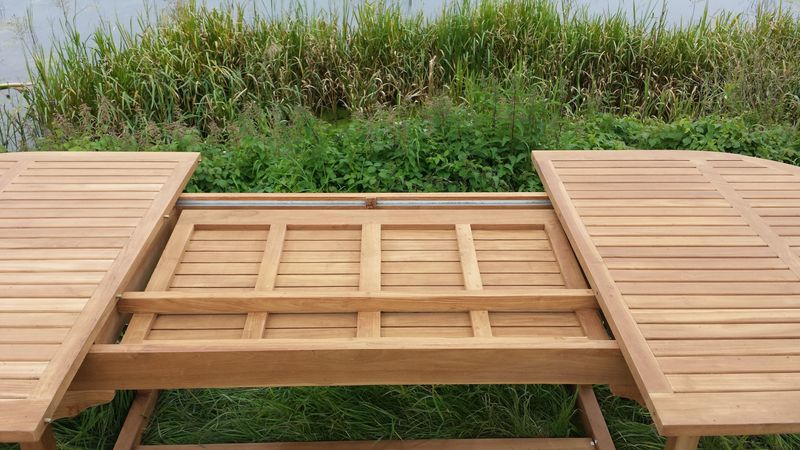 IDE, Gartentisch oval Holz, Verlängerungstisch