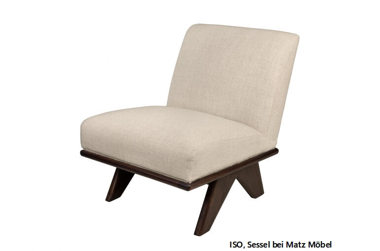 ISO, Designer Sessel beige & Holz ohne Armlehne