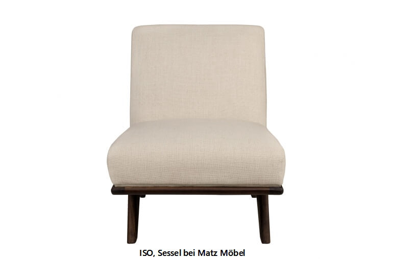 ISO, Designer Sessel beige & Holz ohne Armlehne