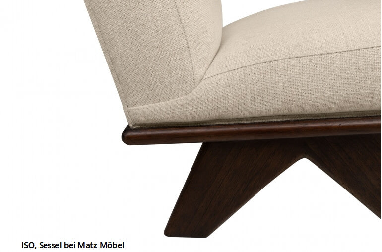 ISO, Designer Sessel beige & Holz ohne Armlehne