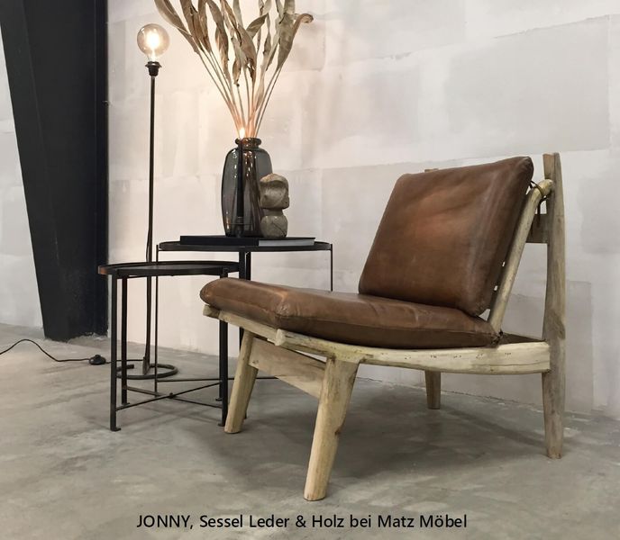 JONNY, Sessel Leder & Holz