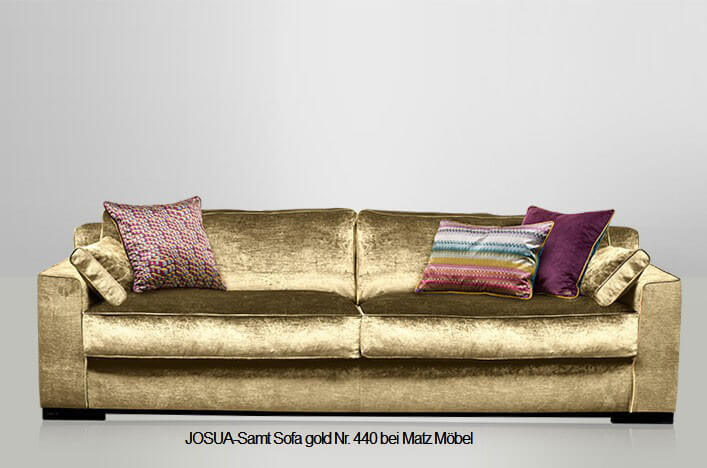JOSUA, Designer Samt Sofa 4 Sitzer viele Farben