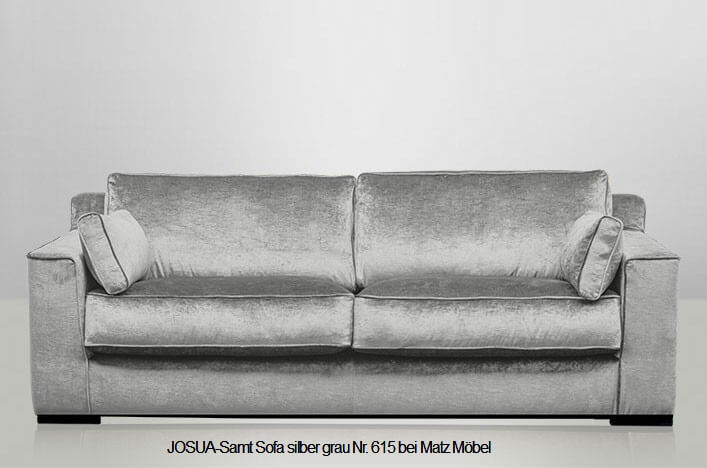 JOSUA, Designer Samt Sofa 4 Sitzer viele Farben