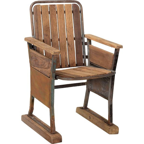 NINO, alter Kinostuhl Holz-Metall Industriedesgin